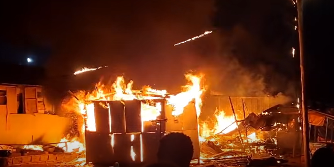 Fire Destroys Wooden Structures at Tantra Hill in Accra